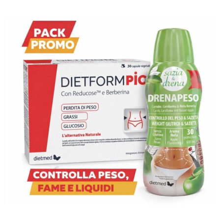 Pack DietformPic 30 Capsule + Drenapeso 600 ml – Controllo Peso, Sazietà e Drenaggio